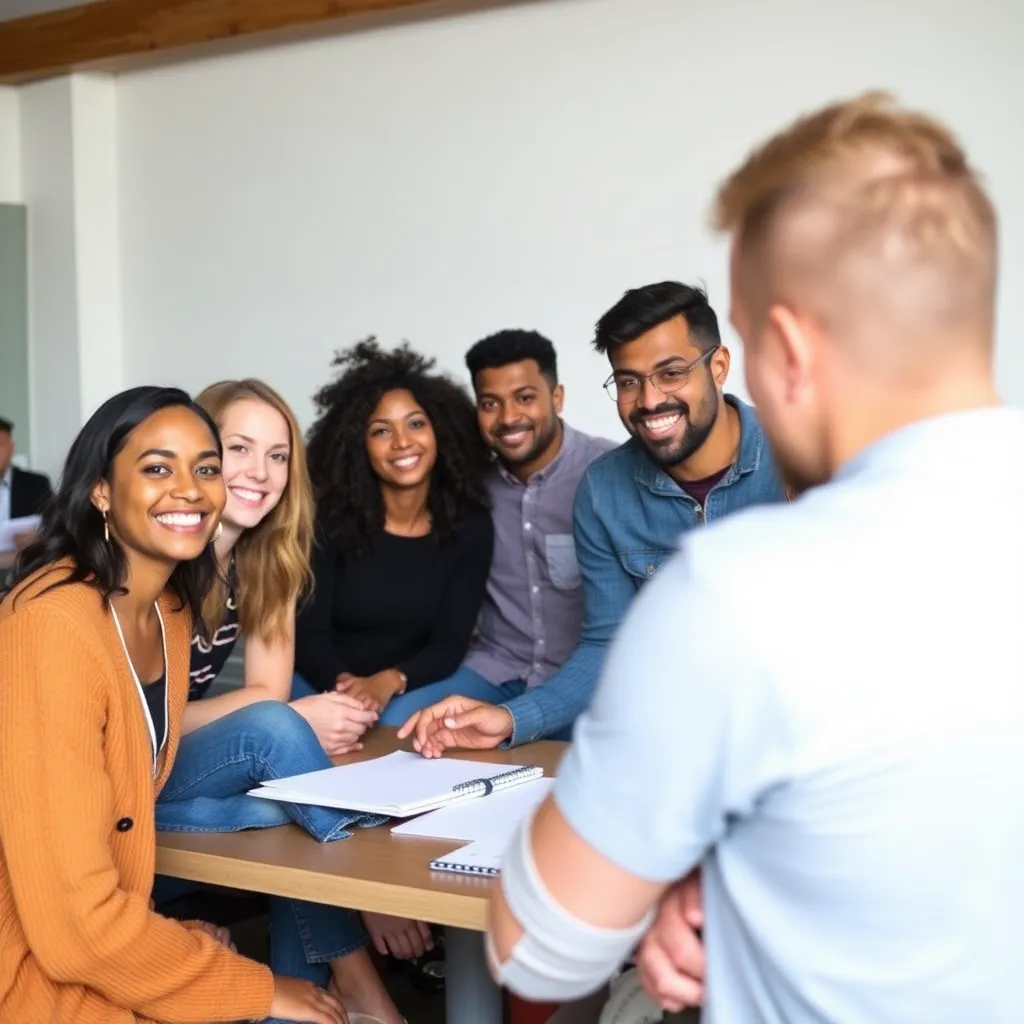 Diverse groep mensen in een collaboratieve leeromgeving in Amsterdam