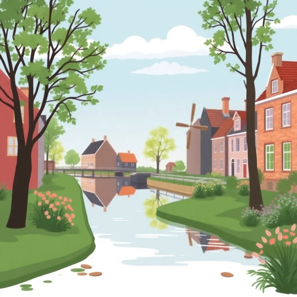 Illustratie van mindfulness concepten met kalme Nederlandse landschappen