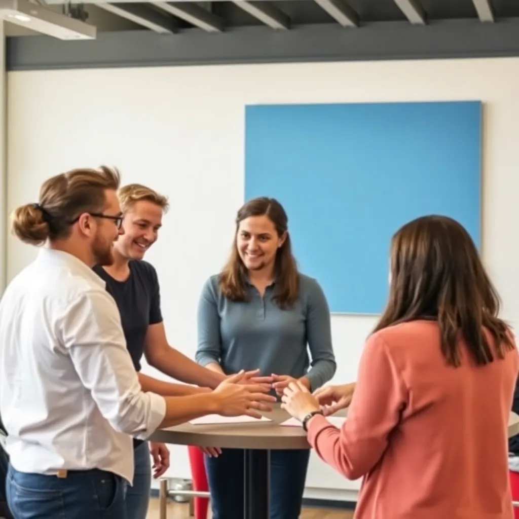 Deelnemers werken samen tijdens een groepsactiviteit